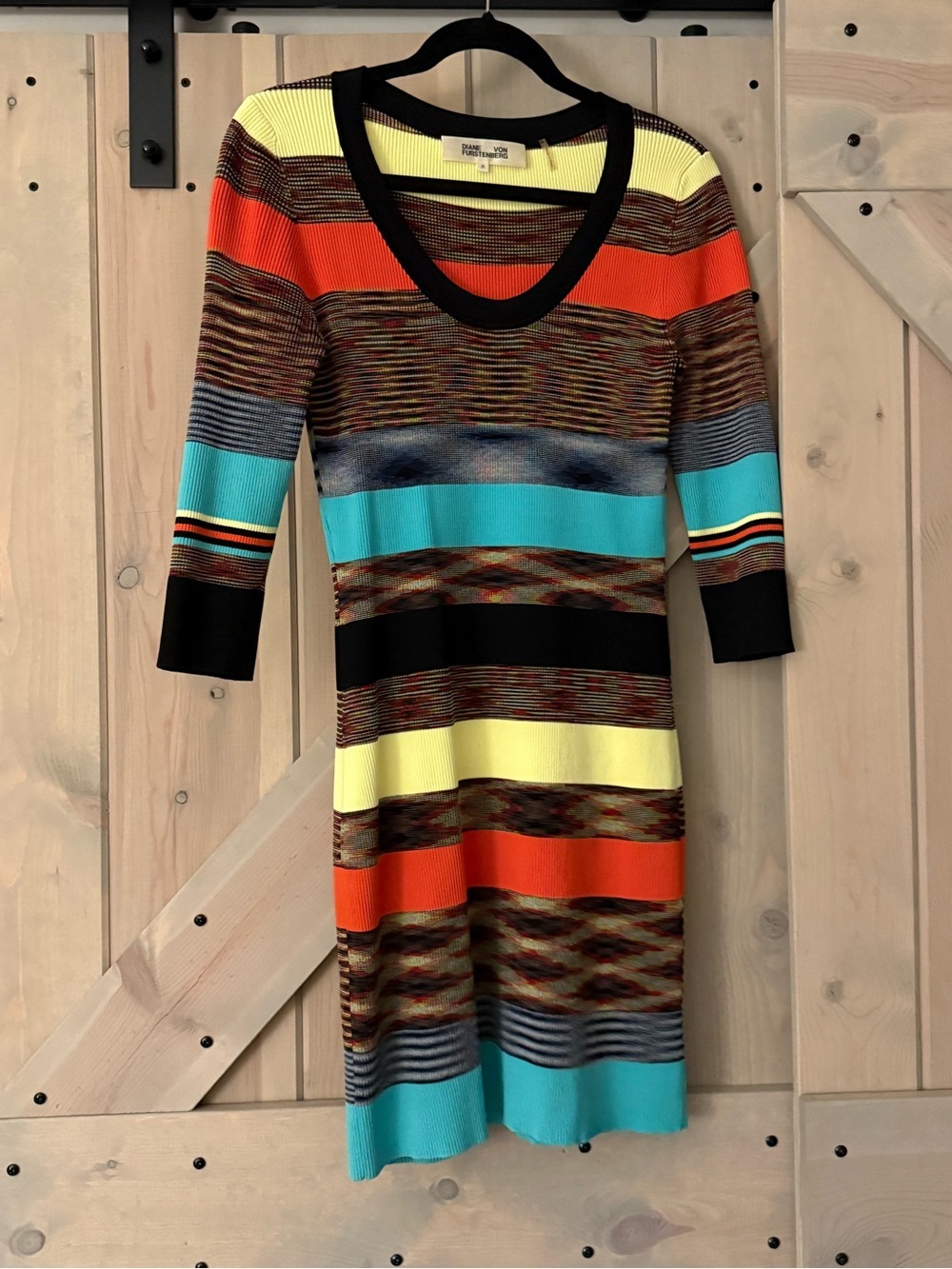 DVF Striped Scoopneck Midi Dress